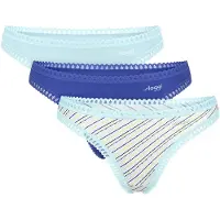 Sloggi Women GO Crush String (3-pack) - dames string - lichtblauw - kobaltblauw en blauw - wit en geel gestreept