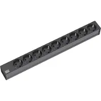 Bachmann 19" stekkerdoos 9-voudig, zonder schakelaar, zwart