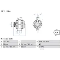 Bosch Driefasige generator 0 986 048 970