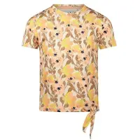 Koko Noko gebloemde T-shirt geel Meisjes Stretchkatoen Ronde hals Bloemen - maat 74
