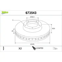 Valeo 673543 Remschijf