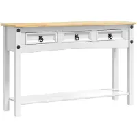 vidaXL Bijzettafel Corona Wit 114 x 34,5 x 73 cm Massief grenenhout