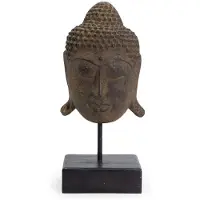 Ancient Wisdom Grote Serenity Boeddha hoofd op standaard - Grijs