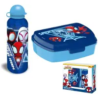 Kids Euroswan Spiderman Blue Web sandwich box + aluminum bottle set