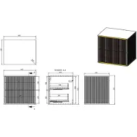 Vente-unique Hangend geribbeld badkamermeubel met vierkante opbouwkom en kolomkast - Wit - 60 cm - KELIZA