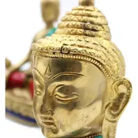 Ancient Wisdom Boeddhabeeld van messing - Klein hoofd - 5 cm