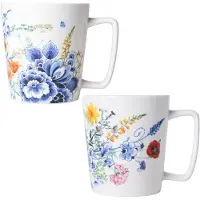 Heinen Delfts Blauw - Theemok Wildbloemen - Porselein - set van 2