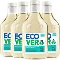 Ecover Vloeibaar Wasmiddel Universal Kamperfoelie & Jasmijn – 4 x 1,43 L – 112 Wasbeurten – Transparante Flessen