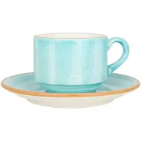 Bonna Aqua - Thee kopjes & schotel - 210 cc - Porselein - set van 6