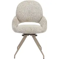 Vente-unique Set van 2 draaistoelen in tweedstof en taupe metaal - Crème - VALIANA