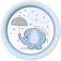 Unique "Olifant" kartonnen bordjes voor Baby Shower 8 stuks - Blauw