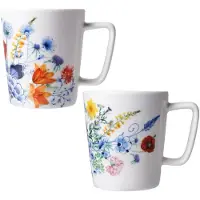 Heinen Delfts Blauw Koffiemok Wildbloemen set van 2 - 145 ml//cadeau set