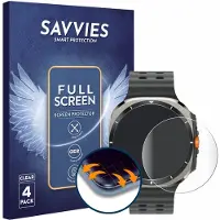 Savvies - Screenprotector voor Samsung Galaxy Watch Ultra / Ultra 2 (47 mm) - Folie Beschermfolie transparant volledig dekking 4 Stuks