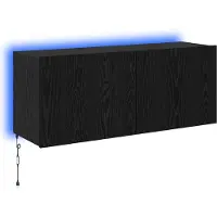 vidaXL TV Wandkast Zwart Eiken Bewerkt hout
