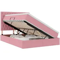 vidaXL LED opbergbed met matras Roze 140 x 200 cm Fluweel