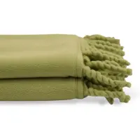 Unique living - Fleece Plaid Met Franjes - 130x160 - Olive Green