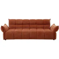 Vente-unique Driezitsslaapbank clic-clac in terracotta chenille stof HAKEMO
