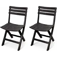 HEM Inklapbare Tuinstoelen Set van 2 Antraciet – Opvouwbare Kunststof Tuinstoel – Balkon Stoel – Camping Stoel – Terras Stoelen – 120 kg Belastbaar