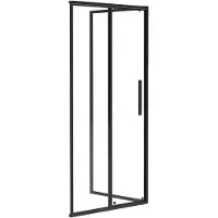 Vente-unique Douchewand met matzwarte schuifdeur in industriële stijl - 100 x 80 x 195 cm - TORONI