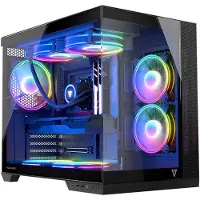 Modecom Volcano Panorama Apex ARGB computerbehuizing, grijs, Midi Tower, 7 ARGB ventilatoren, panoramisch glazen zijpaneel, 150 mm, geschikt voor gaming computers