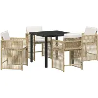 vidaXL Tuin Eettafel Set 5 st Beige poly rattan