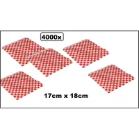 TakeAware 4000x Snack zakje papier wit/rood 17x18cm - hamburger zakje - hip broodje festival themaparty festival carnaval