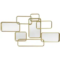Vente-unique Art deco asymmetrische spiegel - B. 85 x H. 45 cm - Goudkleurig metaal - OMAYA
