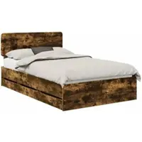 vidaXL Bedframe met lade Gerookte Eik 135 x 190 cm Geconstrueerd hout