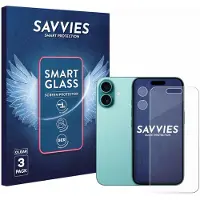 Savvies 3 Stuks Screenprotector - geschikt voor Apple iPhone 16 (Voor+Camera) - beschermfolie glas transparant