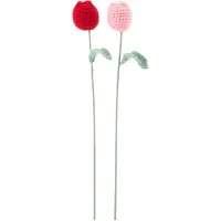 J-Line kunstbloem Tulp Gehaakt - polyester - lichtroze/rood - set van 2