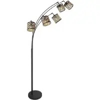Mexlite Vloerlamp 5-lichts Sumba met bamboe kappen Ø12cm