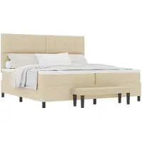 vidaXL Boxspring bed met hoofdeinde Crème 200 x 200 cm Stof