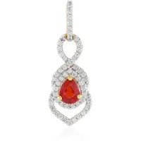 Cavill - Zilveren hanger verguld met 0,419 ct Tanzania robijn peervorm & 0,363 ct zirkonia - 925 Sterling zilver - elegante druppel hanger
