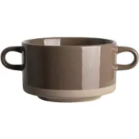 Gusta Soepkommen - Woodstock Soepkom - Soepkoppen - Grijs - 4-delig - Soepkop - Servies - Aardewerk - Diameter 11,5 Centimeter - Soepkommen Met Oor