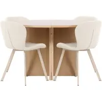 Ebuy24 Strada eethoek uittrekbare tafel Ø120cm, 170cm en 4 stoelen whitewash, beige.