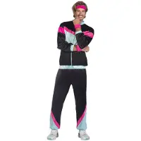 Amscan 80s joggingpak voor heren zwart en veelkleurig