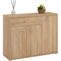 CARO-Möbel Sideboard ESTELLE met 3 deuren en 1 lade – Sonoma-eiken