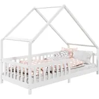 Idimex CORA-bed in huisvorm 90 x 200 cm met valbeveiliging - Wit