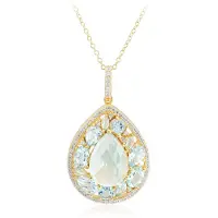 Cavill - Zilveren Halsketting - 925 Sterling Zilver Verguld - Hemelblauwe Topaas 9,432 ct - Elegant Druppelvorm & Braziliaanse Edelstenen