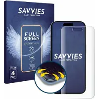 Savvies - Screenprotector voor Apple iPhone 15 Pro - Folie Beschermfolie transparant volledig dekking 4 Stuks
