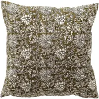 Dutch decor JOELLE - kussenhoes 45x45 cm - bloemenmotief - 100% katoen - Green Moss - groen - met rits - zonder binnenkussen