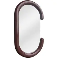 Vente-unique Ovale wandspiegel in paulowniahout - H 105 x B 60 cm - Bruin - YALMA