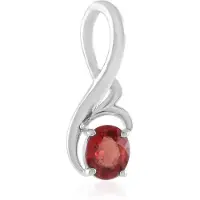Cavill - 925 Sterling Zilver Hanger - Geplatineerd - 0,239 ct Tanzania Ovale Robijn - Elegant Briljant Sieraad Dames - 14x5 mm