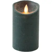 Anna's Collection Led kaars/stompkaars - 3x - antiek groen - H12,5 x D7,5 cm - wax - bewegende vlam