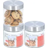 Alpina luxe voorraadpot - 3x - voorraadbus - 500 ml - 12 cm - glas - voedel bewaren - met luchtdichte deksel