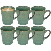 Secret De Gourmet Koffiemok - 12x - groen - keramiek - 200 ml - beker - mokken