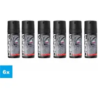 Denim Black Deodorant Spray 6x150 ml – 24H Action – Voordeelverpakking