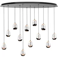Highlight Hanglamp Clear Egg Zwart 12 Lichts Ovaal