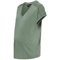 ONLY zwangerschaps T-shirt groen Dames Modal V-hals Effen - maat M