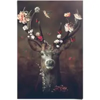 Reinders! Poster Edelhert romantisch - kolibrie - vlinder - bloemenkrans